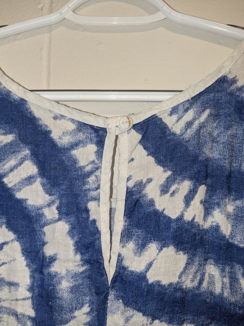 Vasna Linen Shift Dress Size Large L Indigo Blue White Tie Dye Sleeveless Beach - Picture 6 of 9